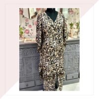 Satin Georgette Animal Print Kaftan Top With Pants