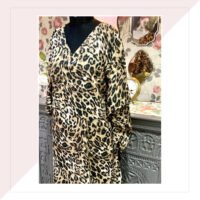 Satin Georgette Animal Print Kaftan Top With Pants