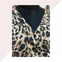 Satin Georgette Animal Print Kaftan Top With Pants