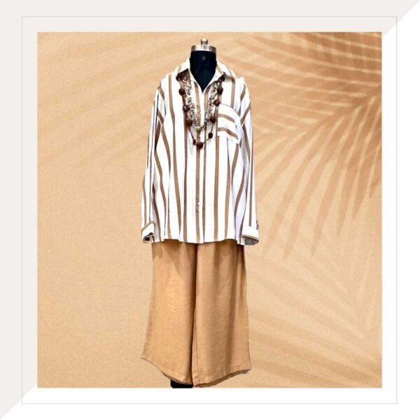 Beige and White Stripes Cord Set