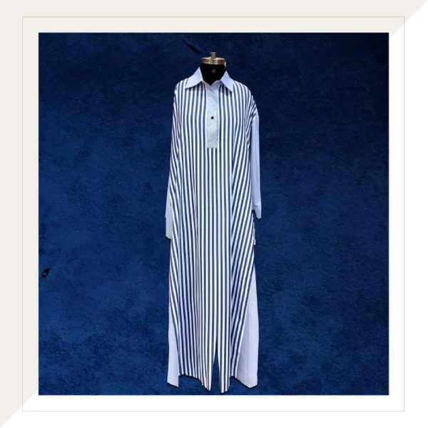 Blue And White Stripes Long Dress