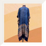 Ajrakh modal indigo kaftan dress with mirrors