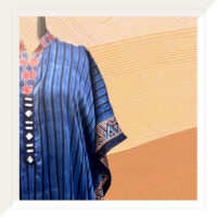 Ajrakh modal indigo kaftan dress with mirrors