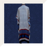 Ajrakh Modal Indigo Stripes Kaftan Dress with Mirrors