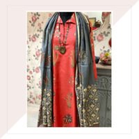 Red Silk Kurta With Grey Chanderi Dupatta