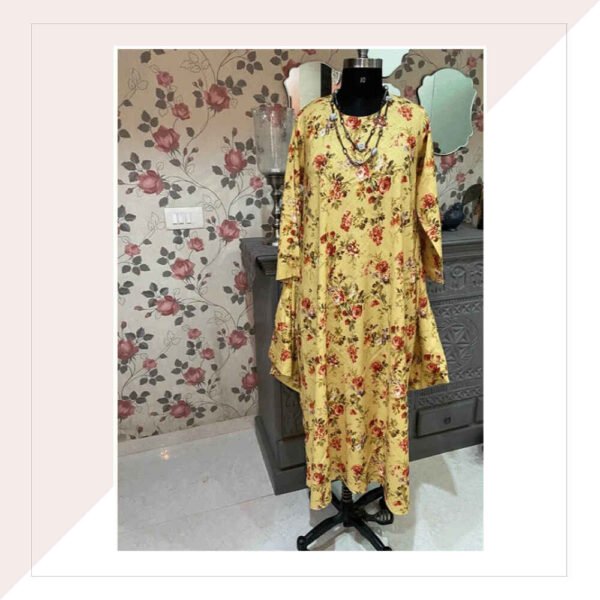 Yellow Floral Linen Dress