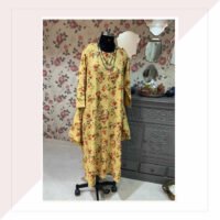 Yellow Floral Linen Dress