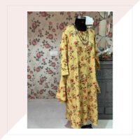 Yellow Floral Linen Dress