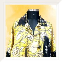 Yellow and Black Tussar Kalamkari Kurta with Palazzo