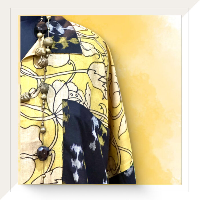 Yellow and Black Tussar Kalamkari Kurta with Palazzo