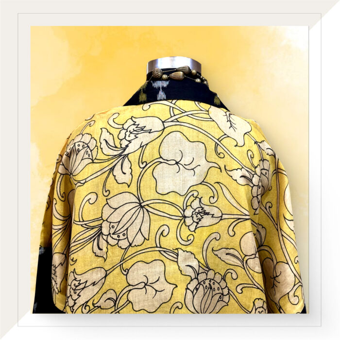Yellow and Black Tussar Kalamkari Kurta with Palazzo