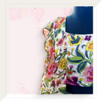 Floral silk And Georgette Jacket With Pants And Top