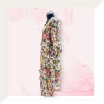 Floral silk And Georgette Jacket With Pants And Top