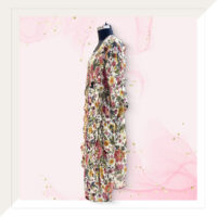 Floral silk And Georgette Jacket With Pants And Top