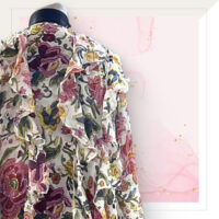 Floral silk And Georgette Jacket With Pants And Top