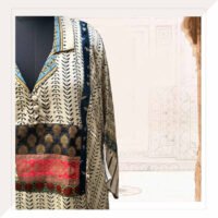 Ajrakh Modal Dress With Brocade