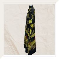 Black And Yellow Ajrakh Modal Kaftan Dress With Mirrors