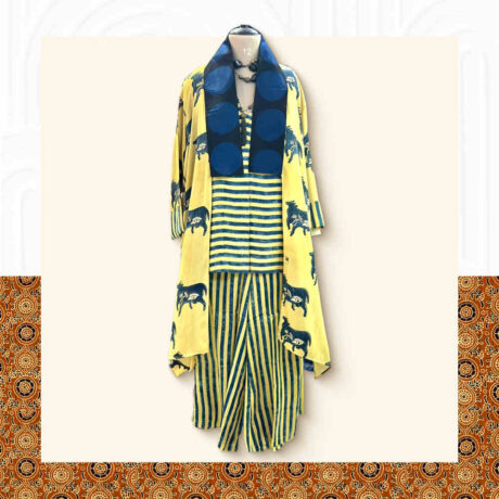 Ajrakh Modal Cord Set With Long Shrug