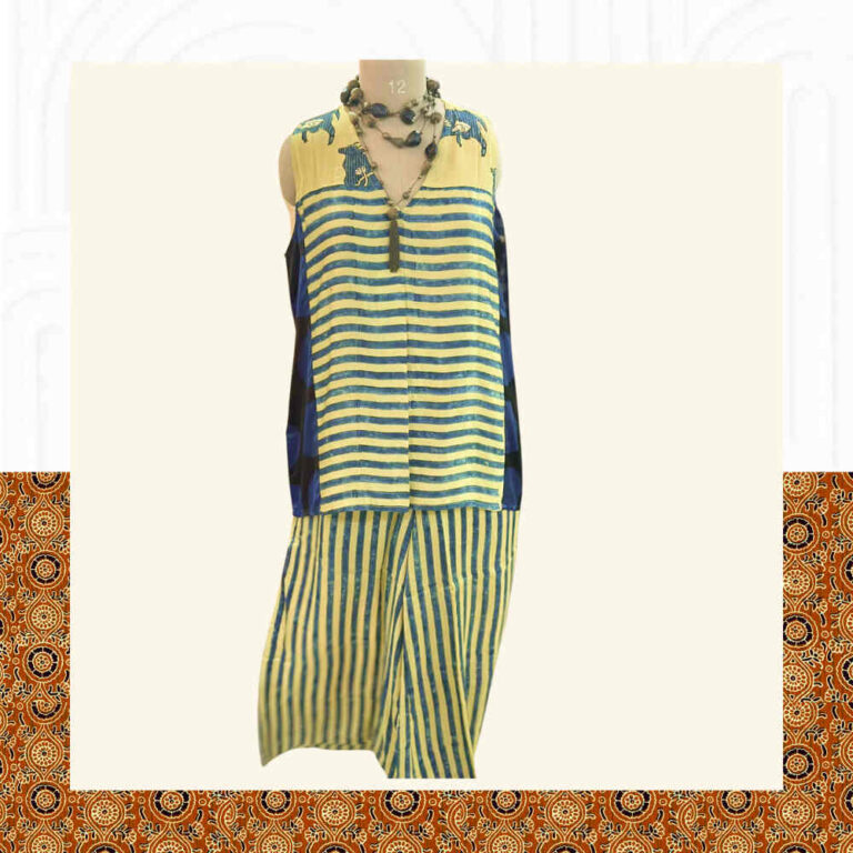 Ajrakh Modal Cord Set With Long Shrug