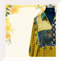 Yellow Ajrakh Modal Long Kaftan Dress With Brocade