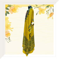 Yellow Ajrakh Modal Long Kaftan Dress With Brocade