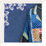 Indigo dots Ajrakh modal dress with brocade