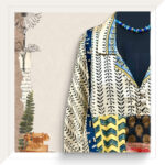 Off White And Black Ajrakh Modal Long Dress With Brocade