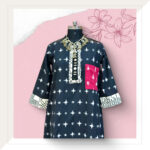 Black and White Ikat Dress With Mirror Work