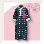 Black and White Ikat Dress With Mirror Work