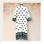 White and Black Ikat dress With Mirror Work ﻿