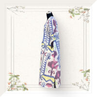 Off White, Indigo Ikat Dress With Mirror Work - Image 5