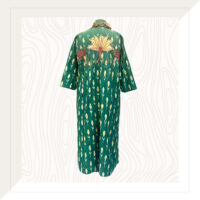 Green Ikat Long Dress With Patchwork - Image 4