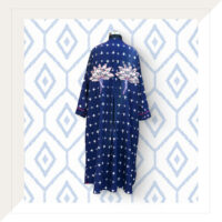 Indigo Ikat Long Dress With Patchwork - Image 5