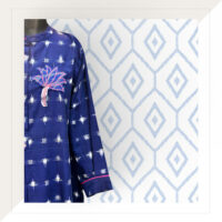 Indigo Ikat Long Dress With Patchwork - Image 7